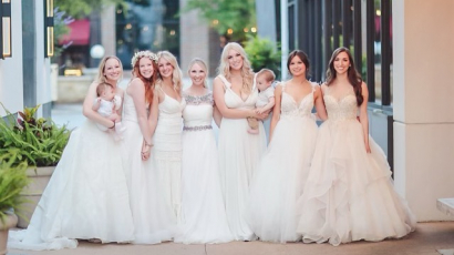 Egy texasi anya, 4 lánya és 2 menye az esküvői ruhájukban mentek hamburgerezni - videó