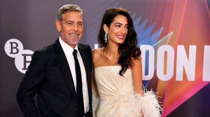 Szupercuki képek készültek George és Amal Clooney-ról a The Tender Bar londoni bemutatóján